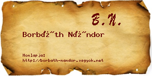 Borbáth Nándor névjegykártya